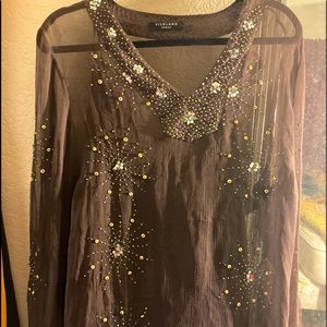 1x sheer long sleeve tank top